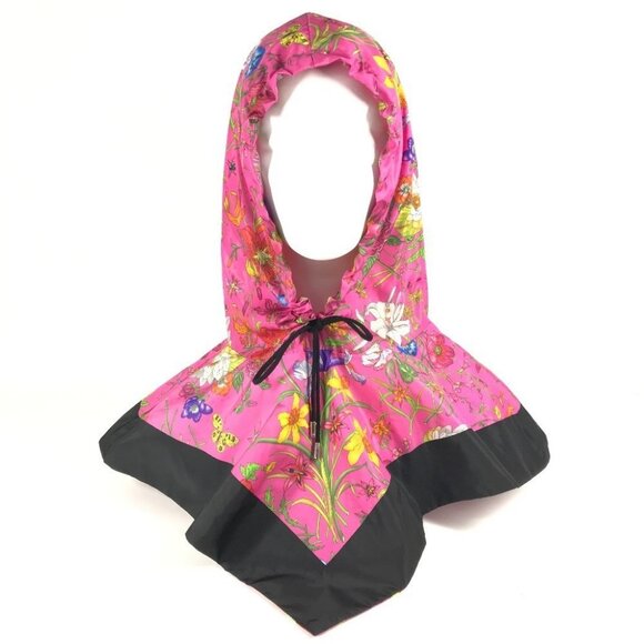 GUCCI 555181 Hoodie Flora Floral Pattern Tops poncho Nylon pink/Multicolore - Picture 1 of 11